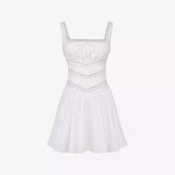 Платье мини Tiffani из эластичного хлопка с квадратным вырезом и кружевной отделкой House Of Cb, белый