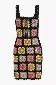 Платье мини Tiffanie крючком из хлопка WALTER BAKER, черный