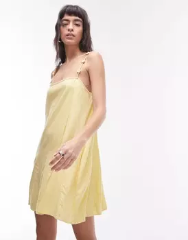 Платье мини Topshop Floral Strappy Linen, желтый
