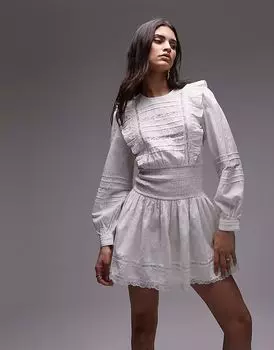 Платье-мини Topshop Prarie белого цвета