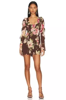 Платье мини Tularosa Hayes, цвет Brown Saffron Floral