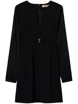 Платье мини TWINSET с бантом Oval T, черный
