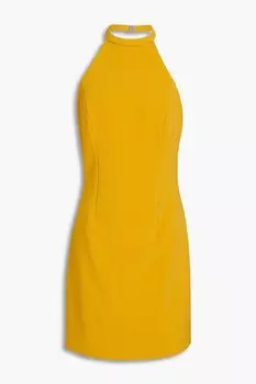 Платье мини Vic из крепа с вырезом халтер HALSTON, бархатцы