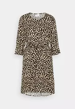 Платье мини Vila Vicelina O Neck 3/4 Dress, черный, бежевый