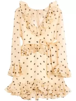 Платье мини в горох Valentino Garavani, нейтральный цвет