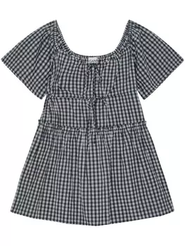 Платье мини в клетку GANNI, черный