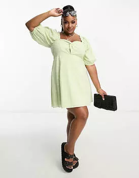 Платье мини в клетку с узлом спереди ASOS DESIGN Curve
