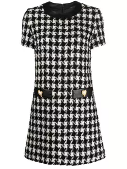 Платье мини в ломаную клетку Moschino, черный