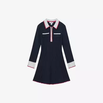 Платье мини в рубчик annie в стиле колор-блок, 4–13 лет Reiss, синий
