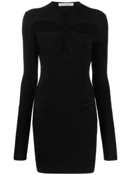 Платье мини в рубчик с вырезами Philosophy Di Lorenzo Serafini, черный