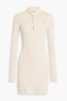 Платье мини в рубчик с вырезом Braulia NICHOLAS, кремовый