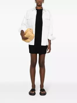 Платье мини в рубчик с вышитым логотипом Filippa K, черный