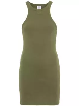 Платье мини в рубчик с вышитым логотипом VETEMENTS, зеленый