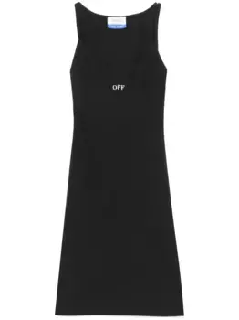 Платье мини в рубчик с вышивкой Off OFF-WHITE, черный