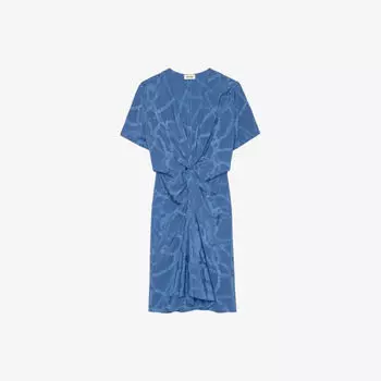 Платье мини Zadig&Voltaire Rozom драпированное из жаккардового шелка, голубой
