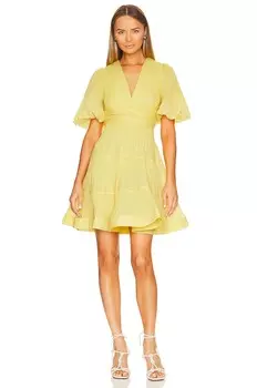 Платье мини Zimmermann Pleated, цвет Lemon