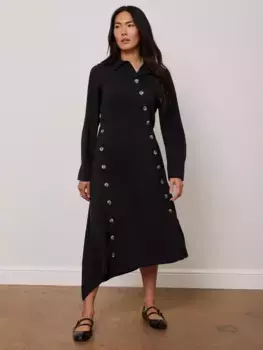 Платье Mint Velvet Button Midi Shirt, черный