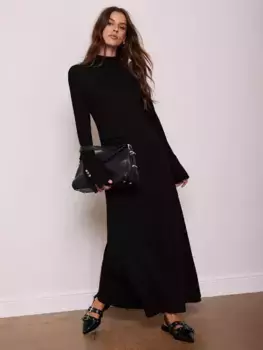 Платье Mint Velvet Ribbed Jersey Maxi, черный