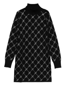 Платье Miss Blumarine с логотипом и стразами, черный