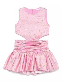 Платье Miss Grant Kids с вырезами и атласной отделкой, розовый