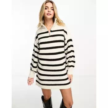 Платье Miss Selfridge Stripe Half Zip Funnel Neck Knit, мультколор