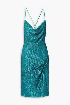Платье Missing Hours из эластичного тюля с пайетками REBECCA VALLANCE, бирюзовый