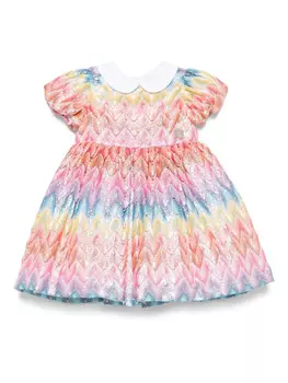 Платье Missoni Kids с узором «зигзаг», розовый