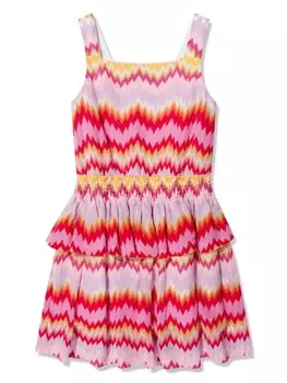 Платье Missoni Kids с зигзагообразным узором и вставками, красный