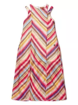 Платье Missoni Kids с зигзагообразным узором и вставками, красный