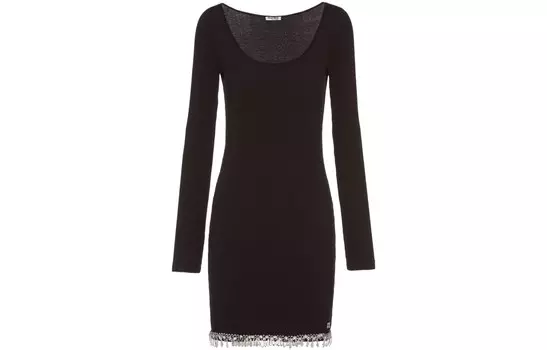Платье Miu Miu с длинными рукавами, черный
