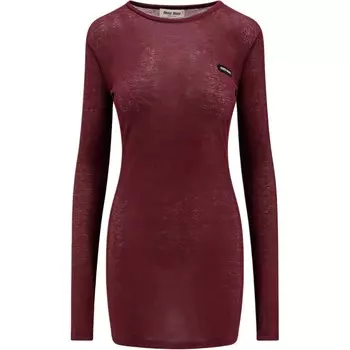 Платье Miu Miu с длинными рукавами, красный
