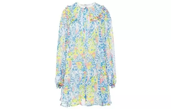 Платье Miu Miu с длинными рукавами, мультиколор