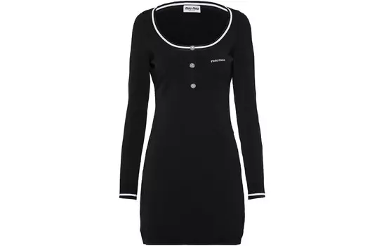 Платье Miu Miu с длинными рукавами, черный