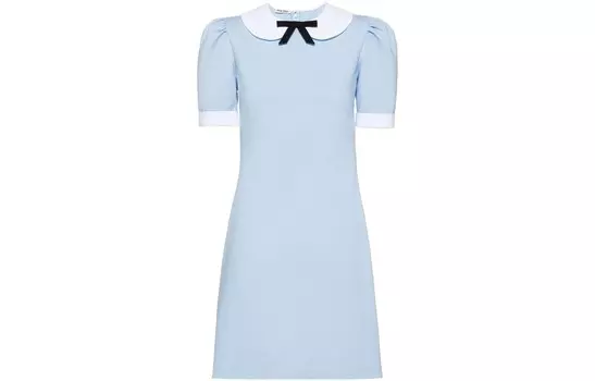 Платье Miu Miu с короткими рукавами, небесно-голубой