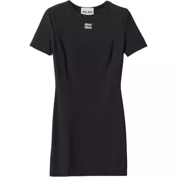 Платье Miu Miu с короткими рукавами, черный