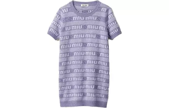 Платье Miu Miu с короткими рукавами, фиолетовый