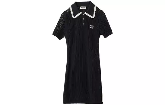 Платье Miu Miu с короткими рукавами, черный