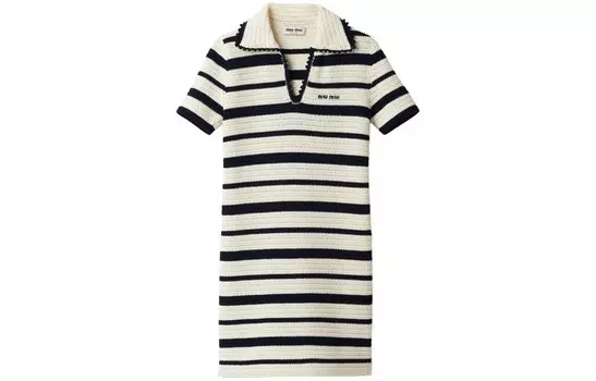 Платье Miu Miu с короткими рукавами, молочно-белый