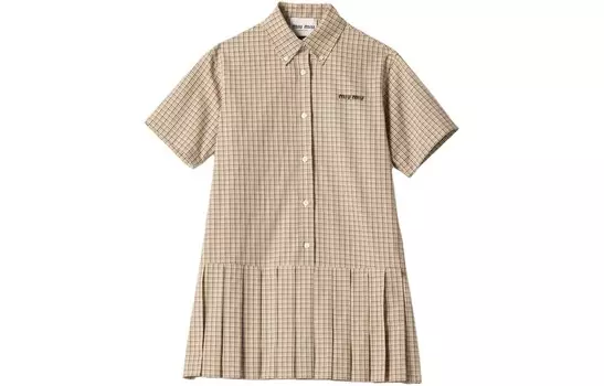 Платье Miu Miu с короткими рукавами, коричневый