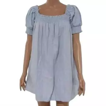 Платье Moana Mini с рукавами-фонариками синего цвета Free People