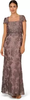 Платье Mob Over с металлизированной вышивкой Adrianna Papell, цвет Night Shade