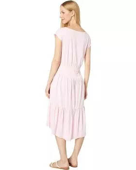 Платье Mod-o-doc Organic Jersey Cap Sleeve Shirred Boatneck Dress, цвет Sheer