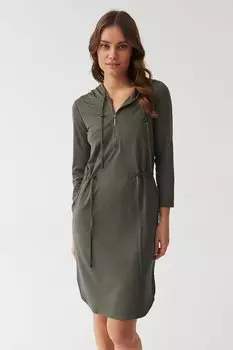 Платье Moloko с капюшоном и карманом на молнии Tatuum, хаки