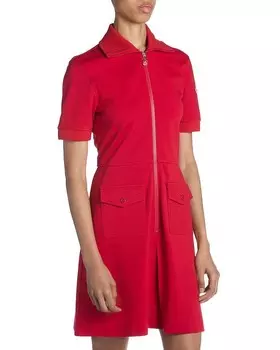 Платье Moncler Punto Milano на молнии спереди, красный