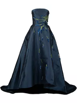 Платье Monique Lhuillier с цветочной вышивкой, синий