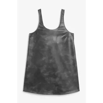 Платье Monki Mini Pinafore Slip In Faux Leather, черный