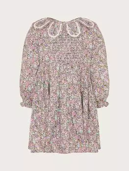Платье Monsoon Baby Ditsy с цветочным принтом и воротником-лепестком, Многоцветный