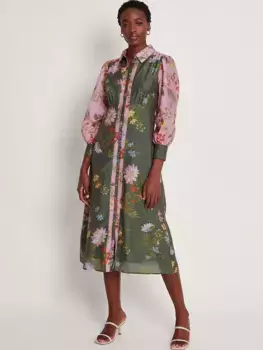 Платье Monsoon Jaquetta Shirt Midi, оливковый