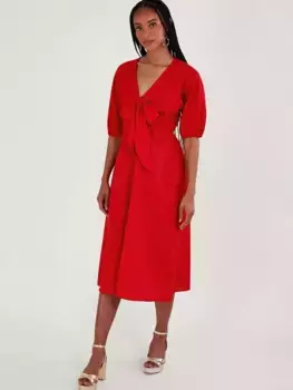 Платье Monsoon Tie Front Midi, красный