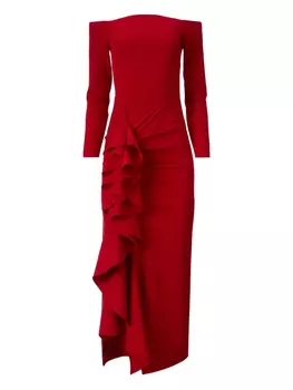 Платье MOOS STUDIO с открытыми плечами, красный